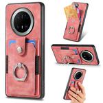 For Huawei Mate 70 Retro Skin-feel Ring Card Wallet Phone Case(Pink)
