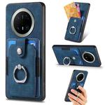 For Huawei Mate 70 Pro Retro Skin-feel Ring Card Wallet Phone Case(Blue)