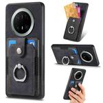 For Huawei Mate 70 Pro+ Retro Skin-feel Ring Card Wallet Phone Case(Black)