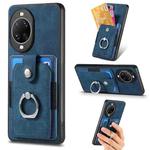 For Huawei nova 14 Retro Skin-feel Ring Card Wallet Phone Case(Blue)