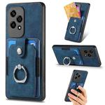 For Honor 200 Lite Global Retro Skin-feel Ring Card Wallet Phone Case(Blue)