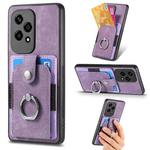 For Honor 200 Lite Global Retro Skin-feel Ring Card Wallet Phone Case(Purple)