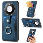 For Honor X60 Retro Skin-feel Ring Card Wallet Phone Case(Blue)