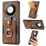 For Honor X60 Retro Skin-feel Ring Card Wallet Phone Case(Brown)