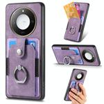 For Honor X60 Retro Skin-feel Ring Card Wallet Phone Case(Purple)