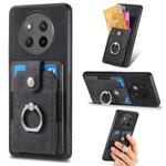 For Honor X60 Pro Retro Skin-feel Ring Card Wallet Phone Case(Black)