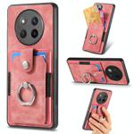 For Honor X60 Pro Retro Skin-feel Ring Card Wallet Phone Case(Pink)