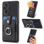 For Honor 200 Retro Skin-feel Ring Card Wallet Phone Case(Black)