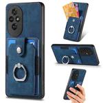 For Honor 200 Retro Skin-feel Ring Card Wallet Phone Case(Blue)