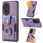 For Honor 200 Retro Skin-feel Ring Card Wallet Phone Case(Purple)