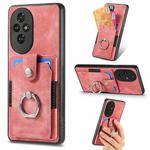 For Honor 200 Pro Retro Skin-feel Ring Card Wallet Phone Case(Pink)