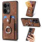 For OPPO Reno13 Retro Skin-feel Ring Card Wallet Phone Case(Brown)