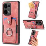 For OPPO Reno13 Retro Skin-feel Ring Card Wallet Phone Case(Pink)