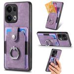For OPPO Reno13 Pro Retro Skin-feel Ring Card Wallet Phone Case(Purple)