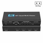 OZJQF 4X1 Quad Multi-Viewer Four Channel Video Splitter 4K HDMI Switcher, Plug:EU Plug