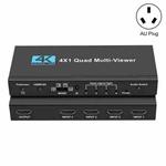 OZJQF 4X1 Quad Multi-Viewer Four Channel Video Splitter 4K HDMI Switcher, Plug:AU Plug