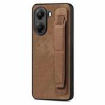 For Redmi Turbo 4 Retro Wristband Holder Leather Back Phone Case(Brown)
