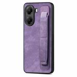 For Redmi Turbo 4 Retro Wristband Holder Leather Back Phone Case(Purple)