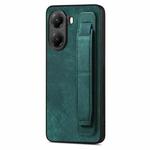 For Xiaomi Poco X7 Pro Retro Wristband Holder Leather Back Phone Case(Green)