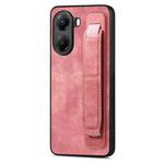 For Xiaomi Poco X7 Pro Retro Wristband Holder Leather Back Phone Case(Pink)