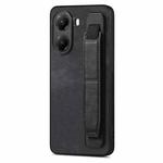 For Xiaomi Poco X7 Pro Retro Wristband Holder Leather Back Phone Case(Black)