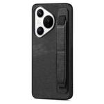 For Huawei Pura 70 Pro+ Retro Wristband Holder Leather Back Phone Case(Black)