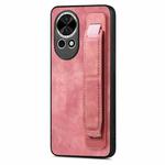 For Huawei Nova 13 Pro Retro Wristband Holder Leather Back Phone Case(Pink)