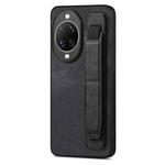 For Huawei nova 14 Ultra Retro Wristband Holder Leather Back Phone Case(Black)