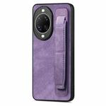 For Huawei nova 14 Ultra Retro Wristband Holder Leather Back Phone Case(Purple)