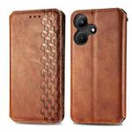 For Infinix Hot 30i Cubic Grid Pressed Magnetic Leather Phone Case(Brown)