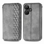 For Infinix Hot 30i Cubic Grid Pressed Magnetic Leather Phone Case(Grey)