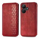 For Infinix Hot 30i Cubic Grid Pressed Magnetic Leather Phone Case(Red)