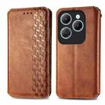 For Infinix Hot 40 4G Cubic Grid Pressed Magnetic Leather Phone Case(Brown)