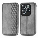 For Infinix Hot 40 4G Cubic Grid Pressed Magnetic Leather Phone Case(Grey)