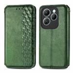 For Infinix Hot 40 Pro Cubic Grid Pressed Magnetic Leather Phone Case(Green)