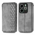 For Infinix Hot 40i Cubic Grid Pressed Magnetic Leather Phone Case(Grey)