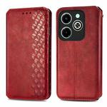 For Infinix Hot 40i Cubic Grid Pressed Magnetic Leather Phone Case(Red)