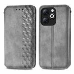 For Infinix Smart 8 Cubic Grid Pressed Magnetic Leather Phone Case(Grey)