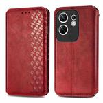 For Infinix Zero 30 4G Cubic Grid Pressed Magnetic Leather Phone Case(Red)
