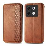 For Infinix Zero 30 5G Cubic Grid Pressed Magnetic Leather Phone Case(Brown)