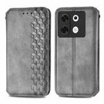 For Infinix Zero 30 5G Cubic Grid Pressed Magnetic Leather Phone Case(Grey)