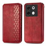 For Infinix Zero 30 5G Cubic Grid Pressed Magnetic Leather Phone Case(Red)