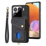 For Xiaomi 15 Retro Card Wallet Fold Leather Phone Case with Strap(Black)