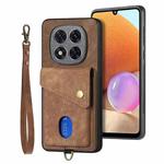 For Xiaomi Redmi Note 14 Pro 5G Retro Card Wallet Fold Leather Phone Case with Strap(Brown)