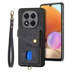 For Xiaomi Redmi Note 14 Pro+ 5G Retro Card Wallet Fold Leather Phone Case with Strap(Black)
