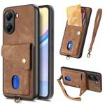 For Xiaomi Poco X7 Pro Retro Card Wallet Fold Leather Phone Case with Strap(Brown)