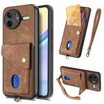 For Redmi K80 / Poco F7 Pro Retro Card Wallet Fold Leather Phone Case with Strap(Brown)