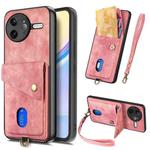 For Redmi K80 Pro / Poco F7 Ultra Retro Card Wallet Fold Leather Phone Case with Strap(Pink)