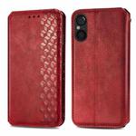 For Sony Xperia 5 V Cubic Grid Pressed Magnetic Leather Phone Case(Red)