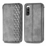 For Sony Xperia 10 IV Cubic Grid Pressed Magnetic Leather Phone Case(Grey)